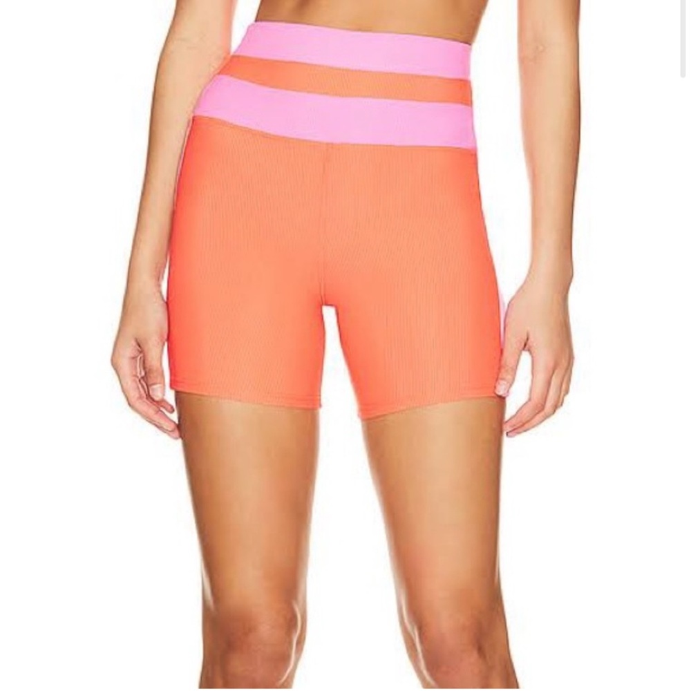 Beach Riot Samantha Short in Coral Beach Colorblock Size Medium